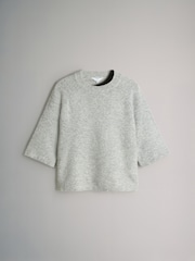 The Set Black/Grey Marl/Cream 3 Pack Knitted T-Shirt With Wool - Image 7 of 11