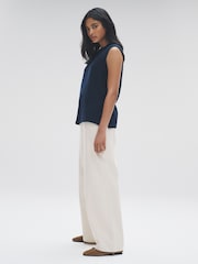 The Set Chocolate Brown/Navy Blue 2 Pack Knitted Vest Tank Tops With Wool - Image 3 of 6