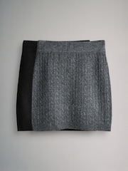 The Set Charcoal Grey Cable/Black Knitted Mini Skirts With Wool 2 Pack - Image 2 of 10