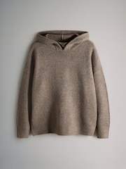 The Set Brown Marl Knitted Hoodie & Wide Leg Joggers Co-ord Set - Image 5 of 6