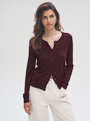 The Set Chocolate Brown/Burgundy/Dark Pink/Taupe Brown 4 Pack 3 Pack Fine Knit Button Through Cardigans - Image 1 of 19