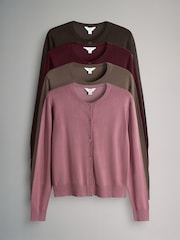 The Set Chocolate Brown/Burgundy/Dark Pink/Taupe Brown 4 Pack 3 Pack Fine Knit Button Through Cardigans - Image 2 of 19