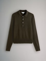 The Set Chocolate Brown/Grey Marl Fine Knit Collared Polo Jumpers 2 Pack - Image 3 of 5