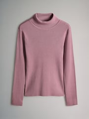 The Set Chocolate Brown/Dark Pink/Brown 3 Pack Ribbed Knit Roll Neck Tops - Image 2 of 6