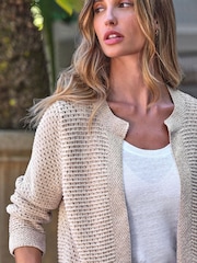 Pure Collection Metallic Mesh Edge To Edge Cardigan - Image 3 of 3