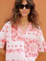 VERO MODA Red Paisley Printed Short Sleeve Shirt - Image 1 of 6