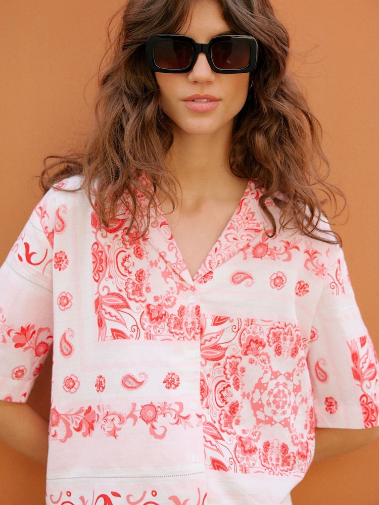 VERO MODA Red Paisley Printed Short Sleeve Shirt - Image 1 of 6