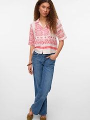 VERO MODA Red Paisley Printed Short Sleeve Shirt - Image 4 of 6