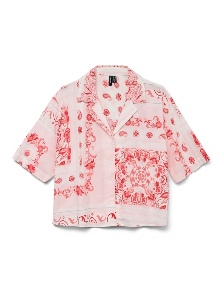 VERO MODA Red Paisley Printed Short Sleeve Shirt - Image 6 of 6