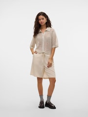 VERO MODA Cream Sequin Polo Knitted Cardigan - Image 2 of 5