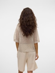 VERO MODA Cream Sequin Polo Knitted Cardigan - Image 3 of 5