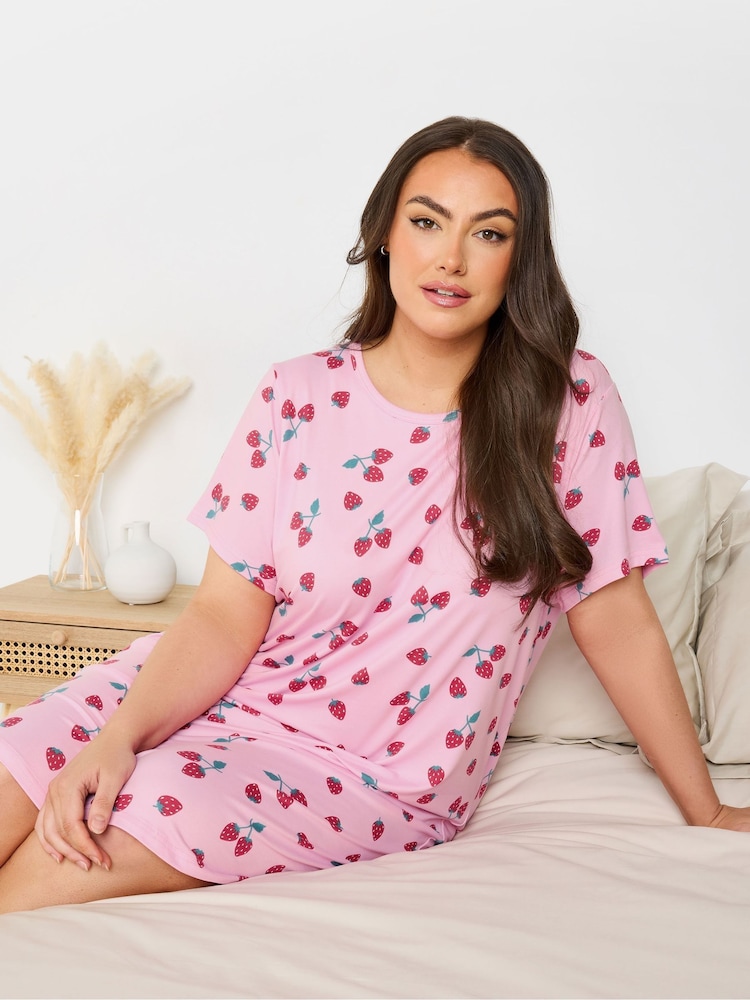 Yours Curve Pink Dipped Back Nightdress 2 Pack - Image 2 of 8