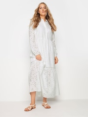 Long Tall Sally White Broderie Anglaise Maxi 100% Cotton Shirt Dress - Image 2 of 5