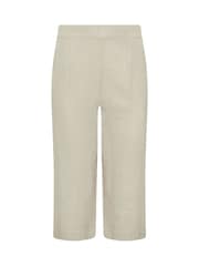 M&Co Natural Petite Linen Wide Leg Crop Trousers - Image 5 of 5