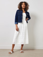 M&Co White Broderie 100% Cotton Midi Skirt - Image 2 of 6