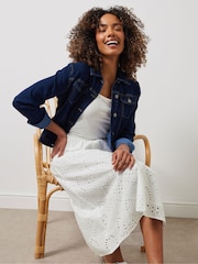 M&Co White Broderie 100% Cotton Midi Skirt - Image 3 of 6