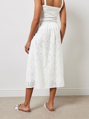 M&Co White Broderie 100% Cotton Midi Skirt - Image 4 of 6