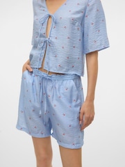 VERO MODA White Cherry Print Tie Waist Shorts - Image 1 of 4