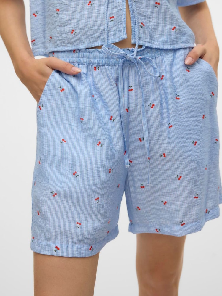 VERO MODA White Cherry Print Tie Waist Shorts - Image 2 of 4
