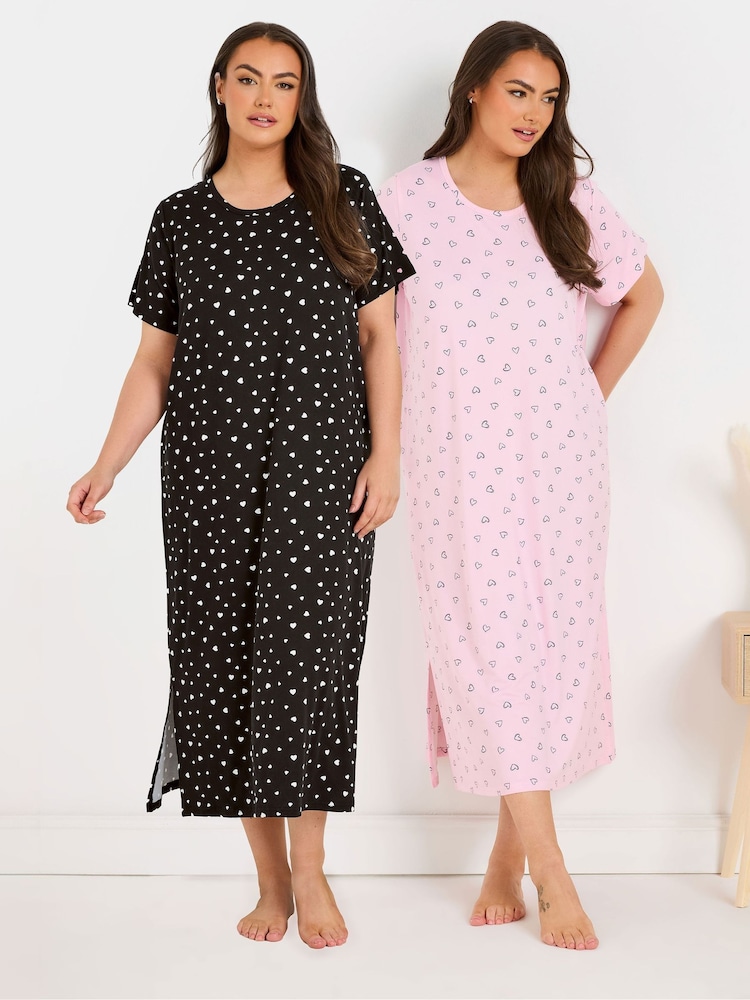 Yours Curve Midaxi Nightdress 2 Pack - Imagen 1 de 8 Yours Curve Midaxi Nightdress 2 Pack - Imagen 1 de 8