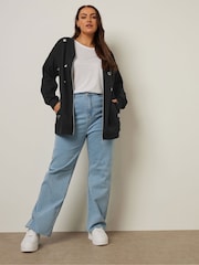 Yours Curve Black Eyelet Zip Up Jacket - Image 3 of 5