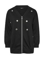 Yours Curve Black Eyelet Zip Up Jacket - Image 5 of 5