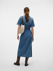 VERO MODA Blue Belted Denim Shirt Dress - Image 4 of 4