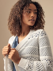 M&Co White Edge To Edge Crochet Cardigan - Image 3 of 5