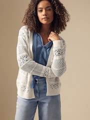 M&Co White Edge To Edge Crochet Cardigan - Image 4 of 5