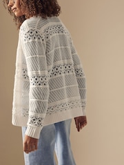 M&Co White Edge To Edge Crochet Cardigan - Image 5 of 5