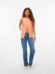 VERO MODA Orange One Button Asymetric Lined Waistcoat - Image 1 of 6