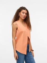 VERO MODA Orange One Button Asymetric Lined Waistcoat - Image 3 of 6