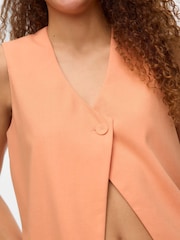 VERO MODA Orange One Button Asymetric Lined Waistcoat - Image 4 of 6