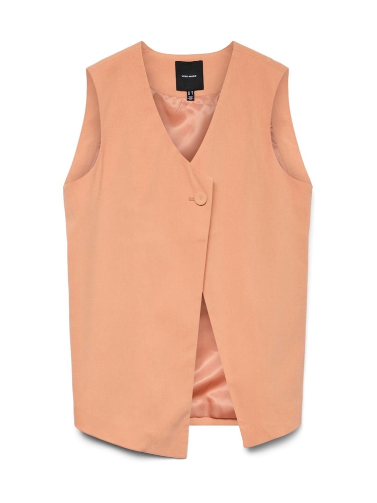 VERO MODA Orange One Button Asymetric Lined Waistcoat - Image 6 of 6