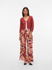 VERO MODA Red Crochet Knitted Tie Front Cardigan - Image 2 of 4