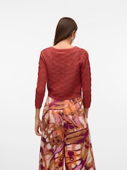 VERO MODA Red Crochet Knitted Tie Front Cardigan - Image 3 of 4