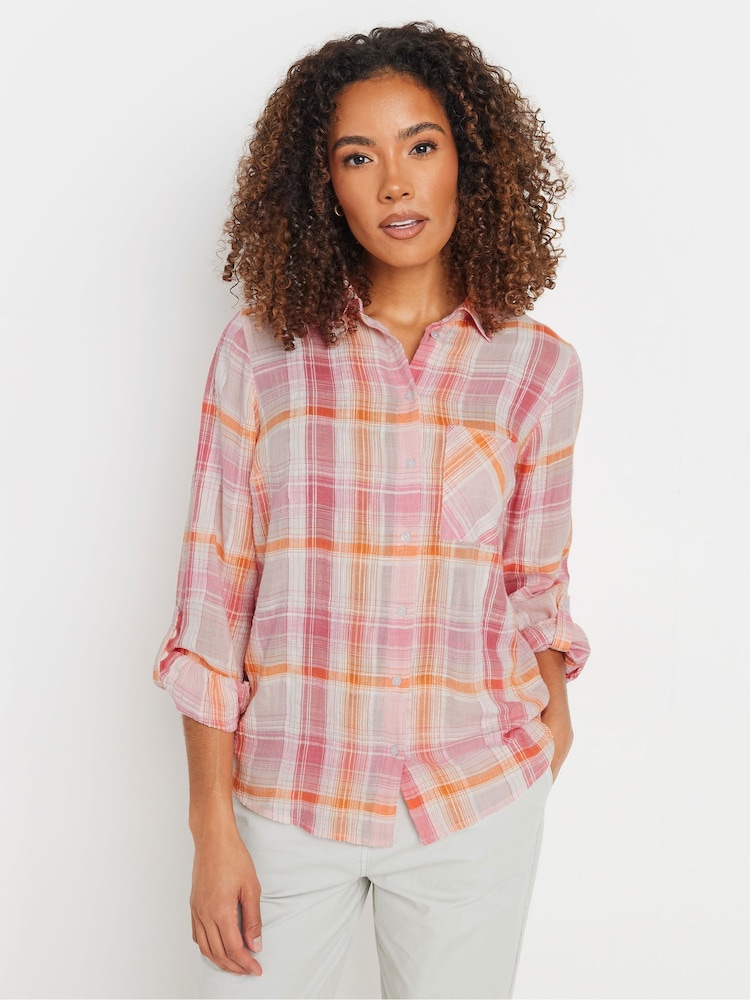 M&Co Pink Check Dobby Shirt - Image 1 of 5