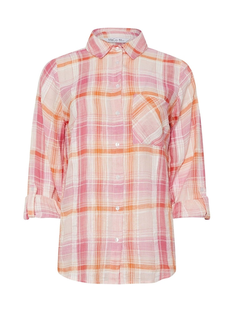 M&Co Pink Check Dobby Shirt - Image 5 of 5