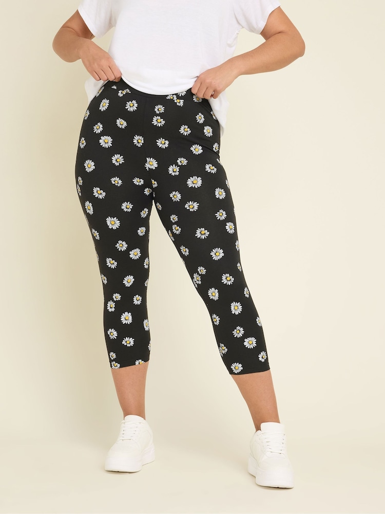 Yours Curve Black Cropped Leggings 2 Pack - Image 2 of 7