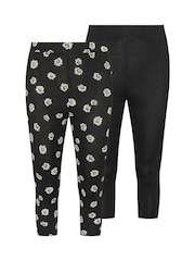 Yours Curve Black Cropped Leggings 2 Pack - Image 6 of 7
