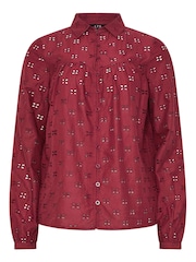 Long Tall Sally Red 100% Cotton Broidery Yoke Shirt - Image 1 of 1