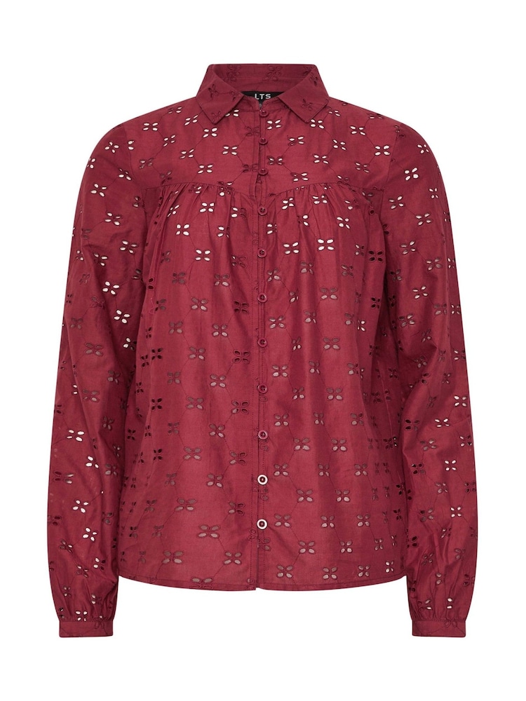 Long Tall Sally Red 100% Cotton Broidery Yoke Shirt - Image 1 of 1 Long Tall Sally Red 100% Cotton Broidery Yoke Shirt - Image 1 of 1