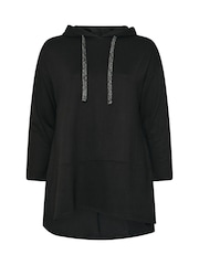 Yours Curve Black Dipped Back Swing Hoodie - Image 5 of 5