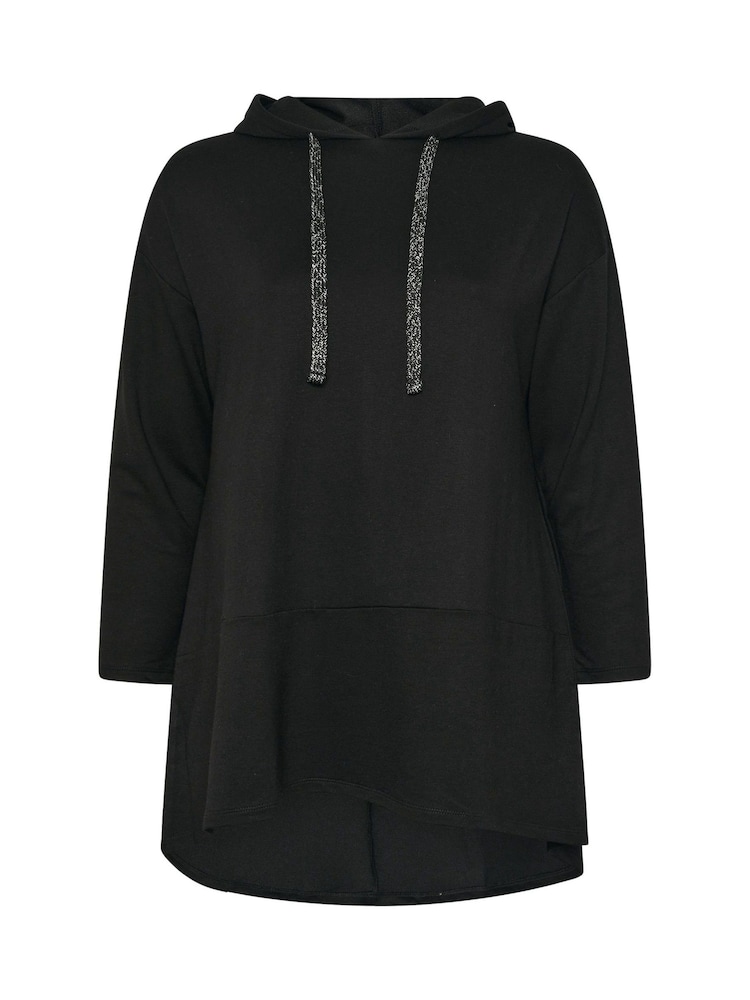 Yours Curve Black Dipped Back Swing Hoodie - Image 5 of 5