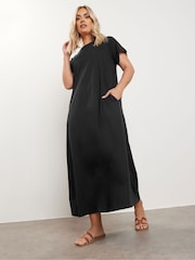 Yours Curve Black A Line Flare 100% Cotton Dress - Image 1 of 5