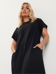 Yours Curve Black A Line Flare 100% Cotton Dress - Image 2 of 5