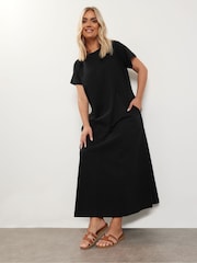 Yours Curve Black A Line Flare 100% Cotton Dress - Image 4 of 5