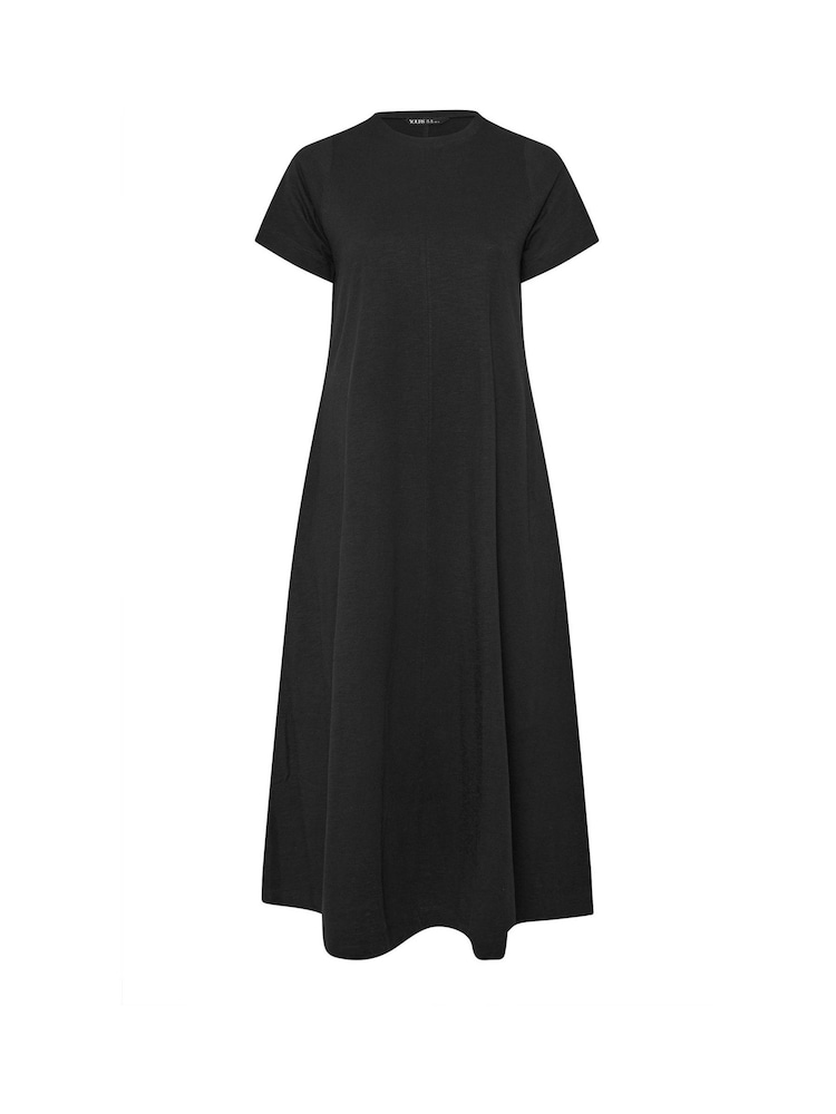 Yours Curve Black A Line Flare 100% Cotton Dress - Image 5 of 5