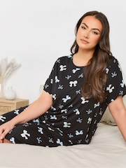 Yours Curve Black Dipped Back Nightdress 2 Pack - Image 2 of 8