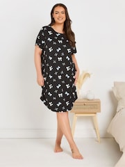 Yours Curve Black Dipped Back Nightdress 2 Pack - Image 5 of 8